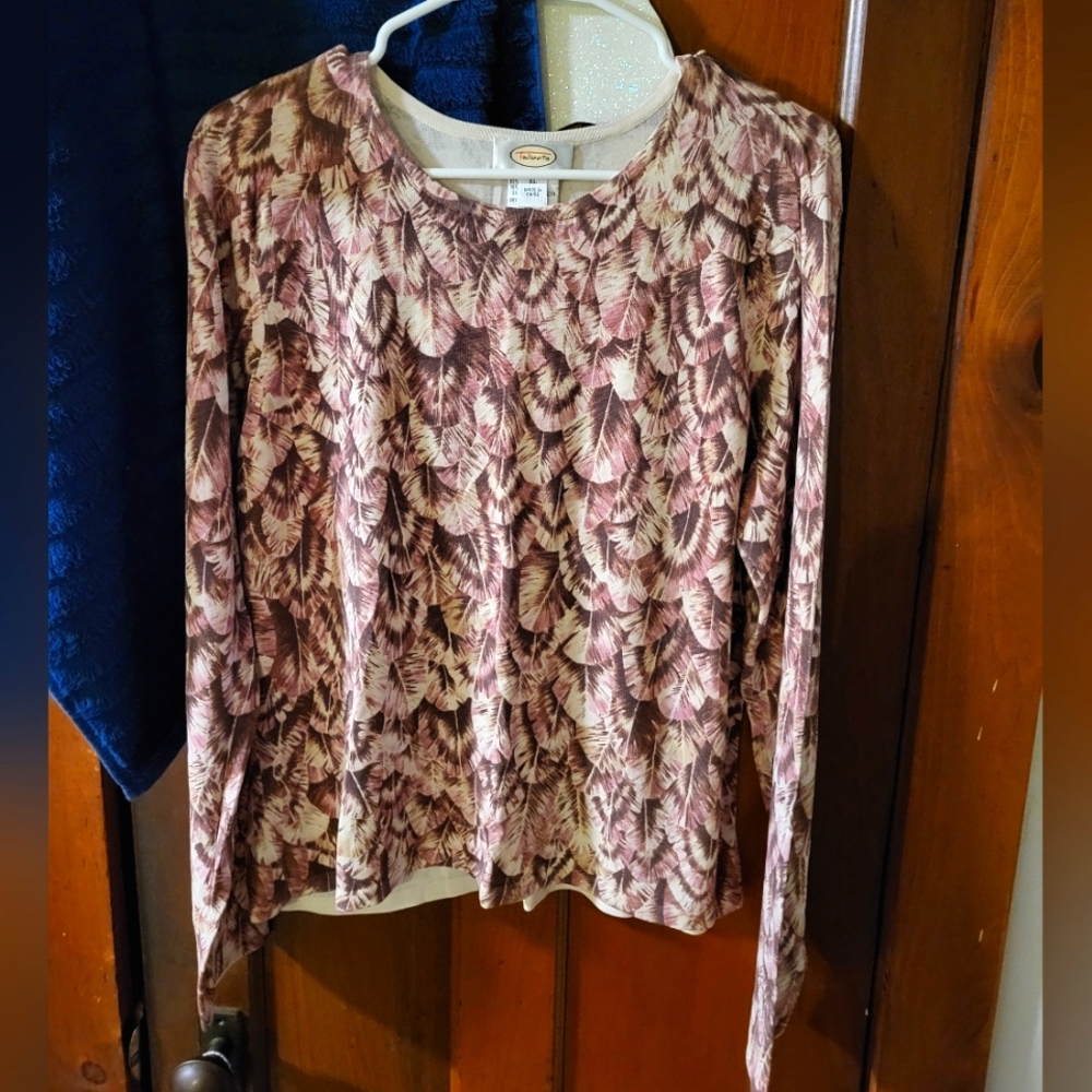 Talbots feather print sweater, women's xl.